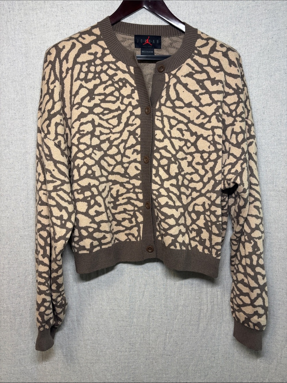 Nike Jordan Beige and Brown Abstract-Pattern Cardigan